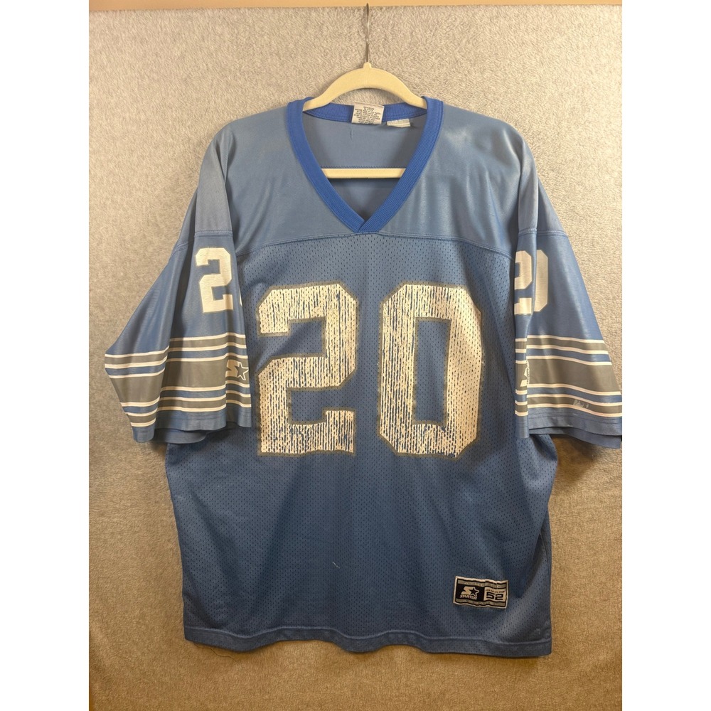 Vintage 1995 Starter Detroit Lions Barry Sanders 20 Jersey Mens 52 XL Blue NFL